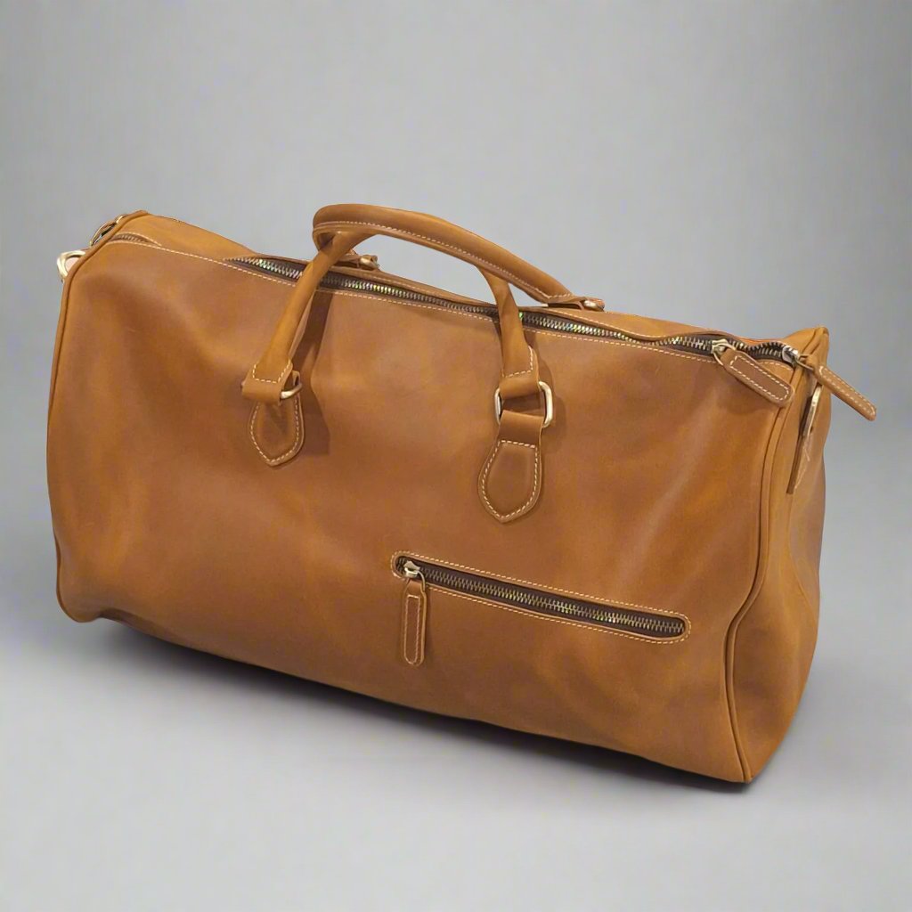 Men's Genuine Vintage Full Calf Leather Duffle Bag PR-001 (Medium)