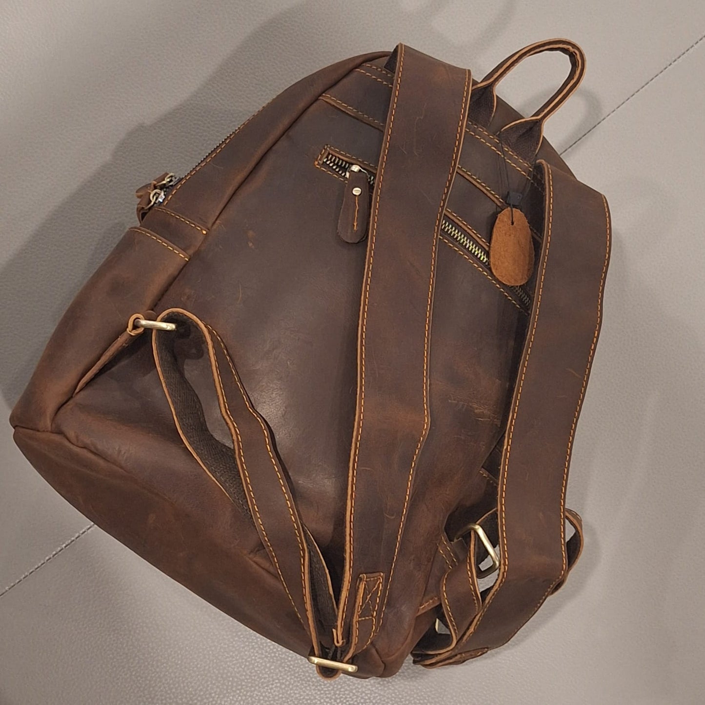 Men's Genuine Vintage Full Calf Leather Backpack PR-003 (14in Laptop)