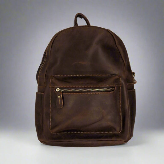 Men's Genuine Vintage Full Calf Leather Backpack PR-003 (14in Laptop)