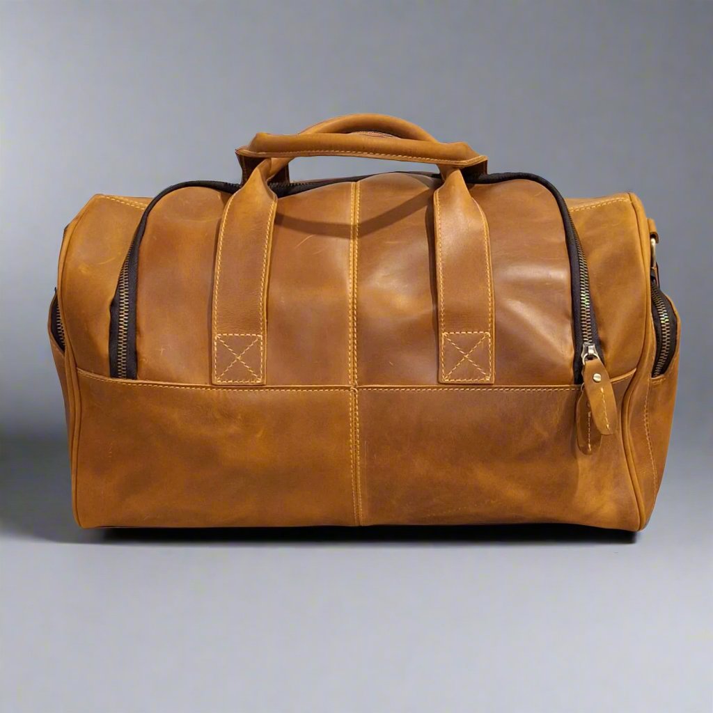 Men's Genuine Vintage Full Calf Leather Duffle Bag PR-002 (Small)