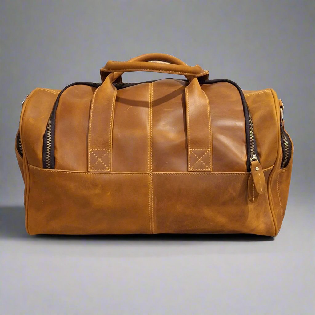 Men's Genuine Vintage Full Calf Leather Duffle Bag PR-002 (Small)